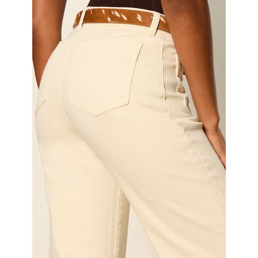 SANCTUARY French Vanilla The Marine Standard Rise Denim Wide Leg Crop Jeans - Picture 6 of 12
